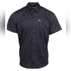 DIXXON Black and Purple Patterned Short Sleeve Shirt